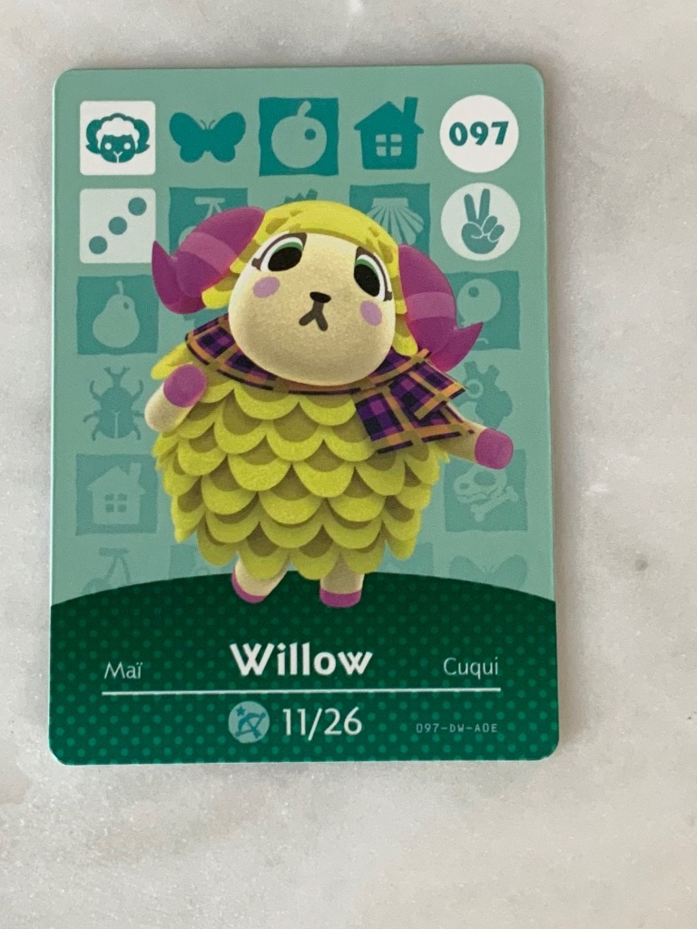 Willow 097 Animal Crossing NINTENDO Amiibo Card Series 1 NEW HORIZON unscanned